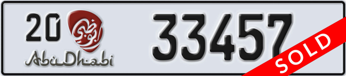 abu dhabi License Plate Number 33457 Code 20