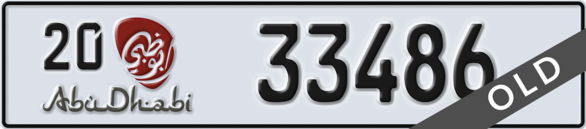 abu dhabi License Plate Number 33486 Code 20