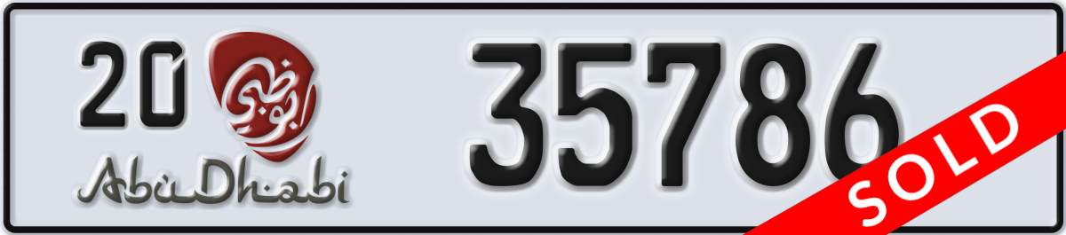 abu dhabi License Plate Number 35786 Code 20