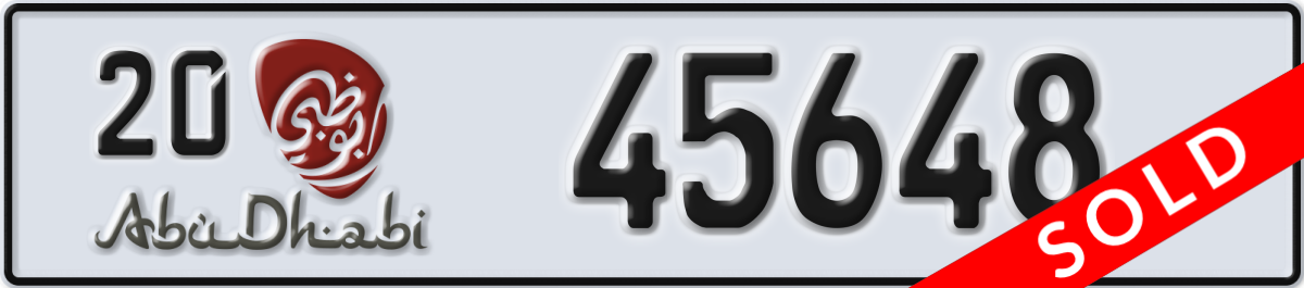 abu dhabi License Plate Number 45648 Code 20