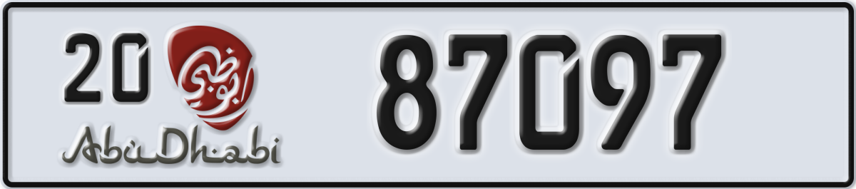 abu dhabi License Plate Number 87097 Code 20