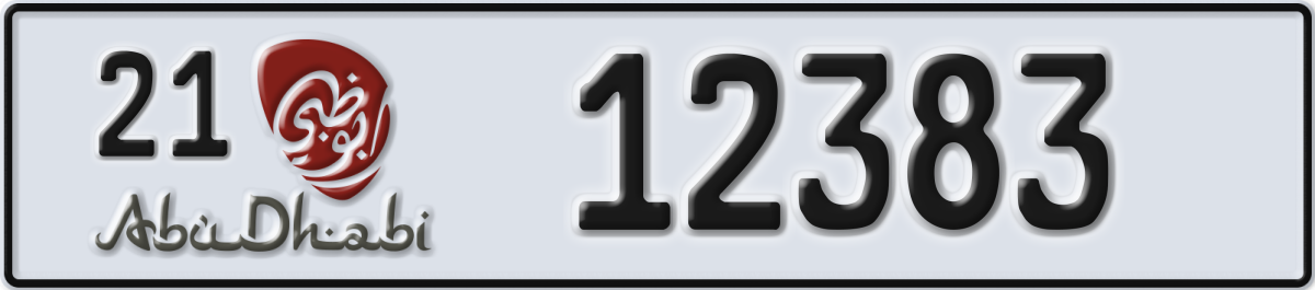 abu dhabi License Plate Number 12383 Code 21