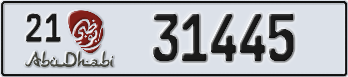 abu dhabi License Plate Number 31445 Code 21