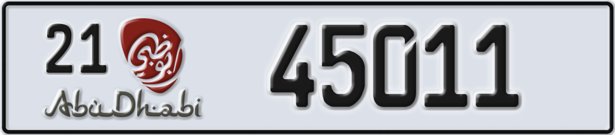 abu dhabi License Plate Number 45011 Code 21