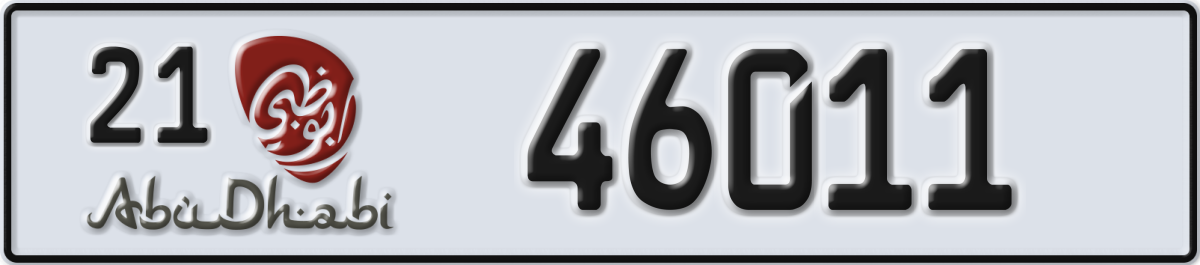 abu dhabi License Plate Number 46011 Code 21