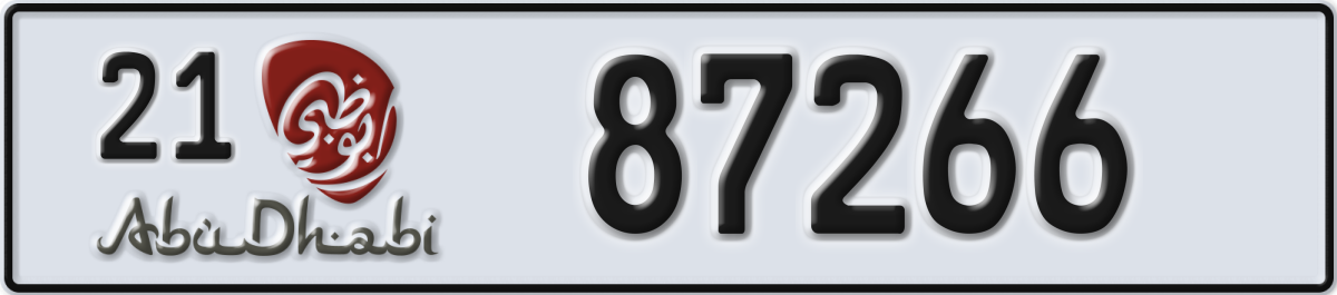 abu dhabi License Plate Number 87266 Code 21