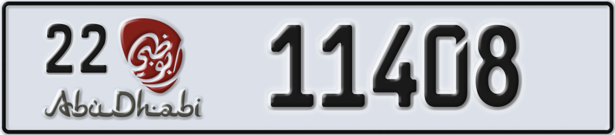 abu dhabi License Plate Number 11408 Code 22