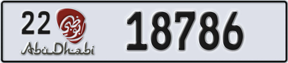abu dhabi License Plate Number 18786 Code 22