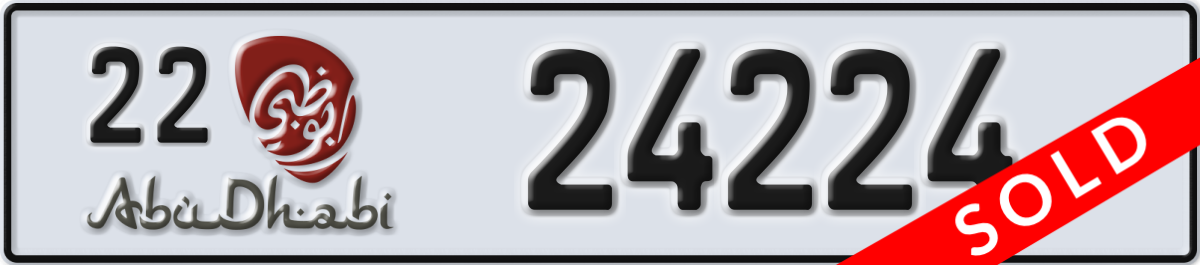 abu dhabi License Plate Number 24224 Code 22
