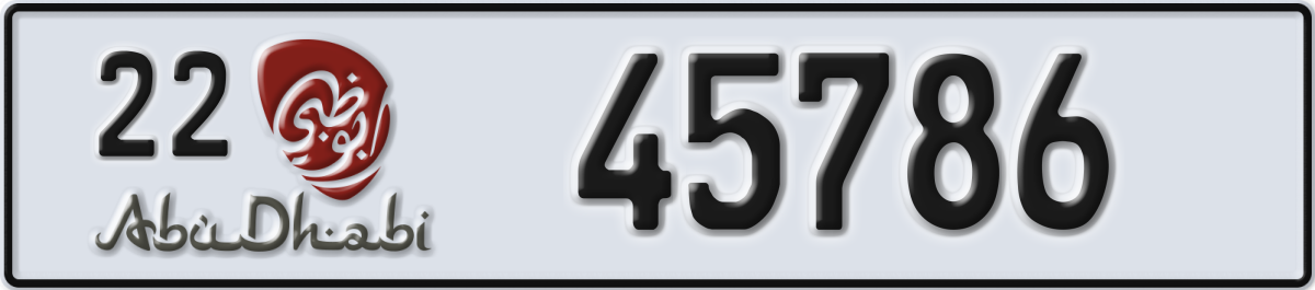 abu dhabi License Plate Number 45786 Code 22