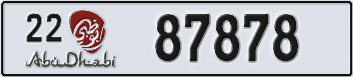 abu dhabi License Plate Number 87878 Code 22
