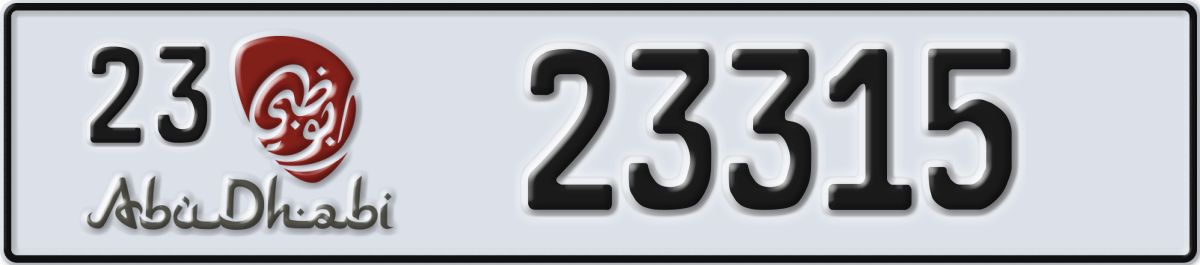 abu dhabi License Plate Number 23315 Code 23