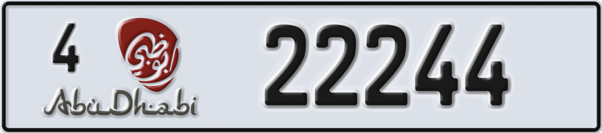 abu dhabi License Plate Number 22244 Code 4