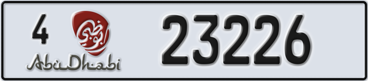 abu dhabi License Plate Number 23226 Code 4