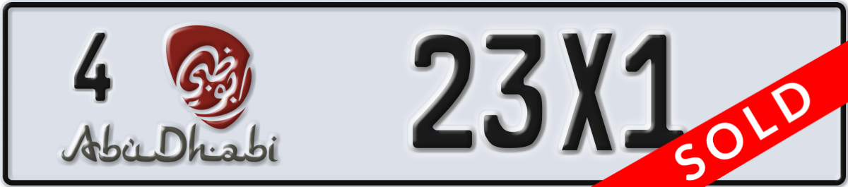 abu dhabi License Plate Number 23X1 Code 4