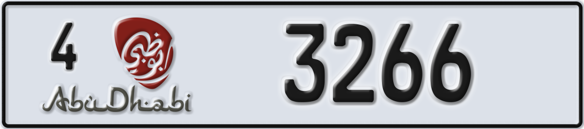 abu dhabi License Plate Number 3266 Code 4