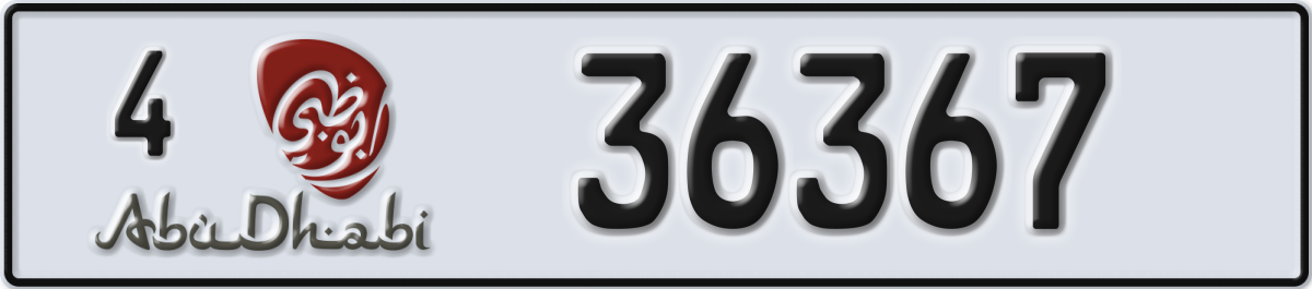abu dhabi License Plate Number 36367 Code 4