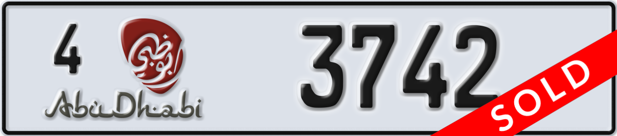 abu dhabi License Plate Number 3742 Code 4
