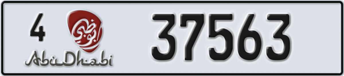 abu dhabi License Plate Number 37563 Code 4