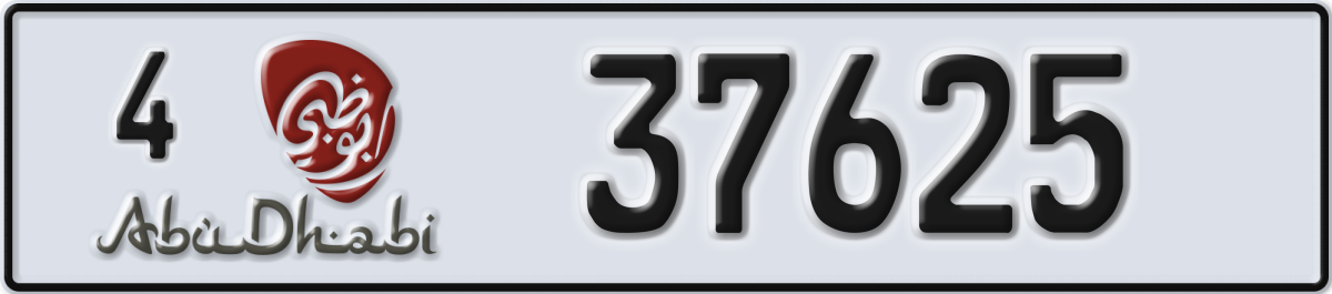 abu dhabi License Plate Number 37625 Code 4
