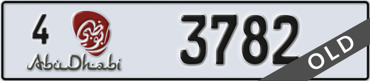 abu dhabi License Plate Number 3782 Code 4