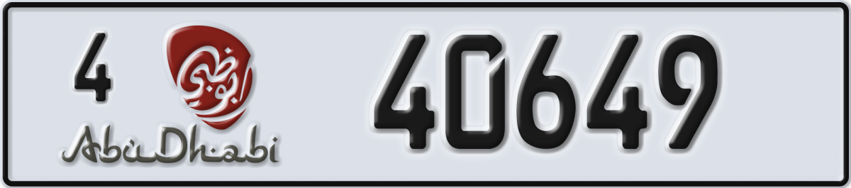 abu dhabi License Plate Number 40649 Code 4