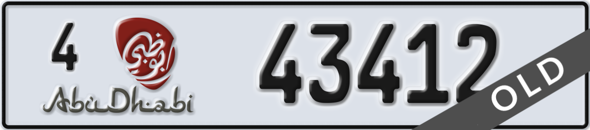 abu dhabi License Plate Number 43412 Code 4