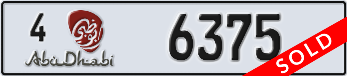abu dhabi License Plate Number 6375 Code 4