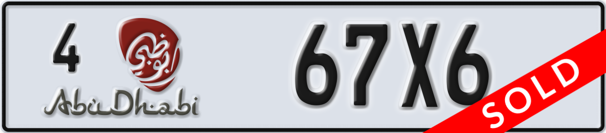 abu dhabi License Plate Number 67X6 Code 4