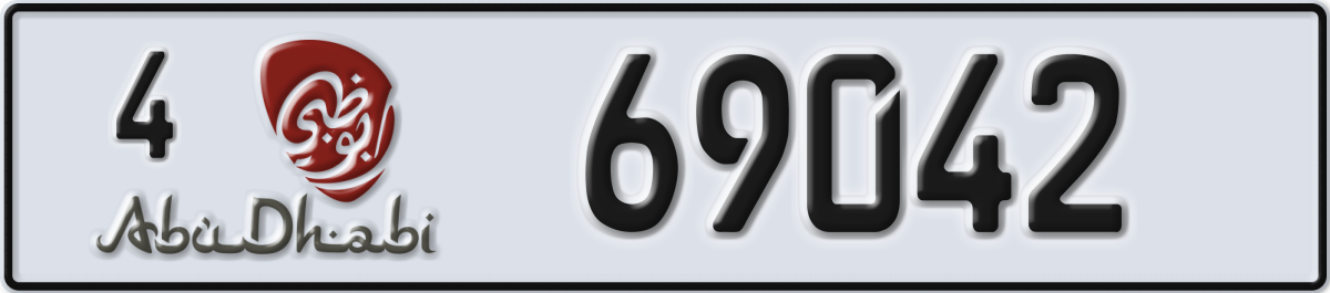 abu dhabi License Plate Number 69042 Code 4