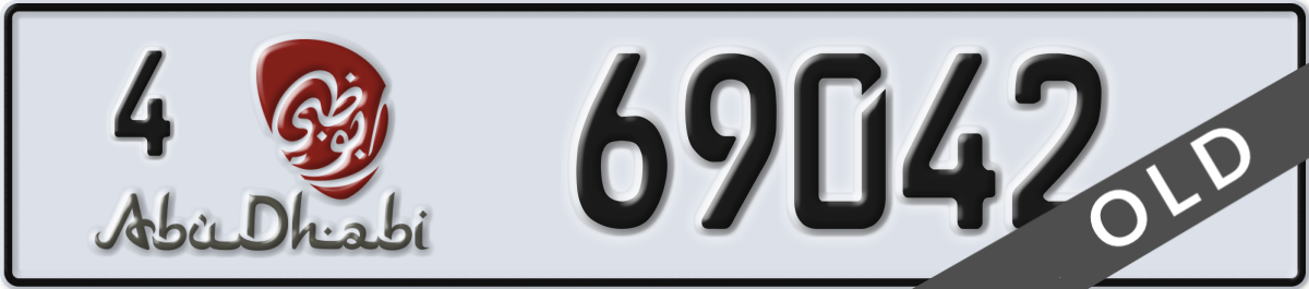 abu dhabi License Plate Number 69042 Code 4
