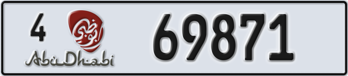 abu dhabi License Plate Number 69871 Code 4