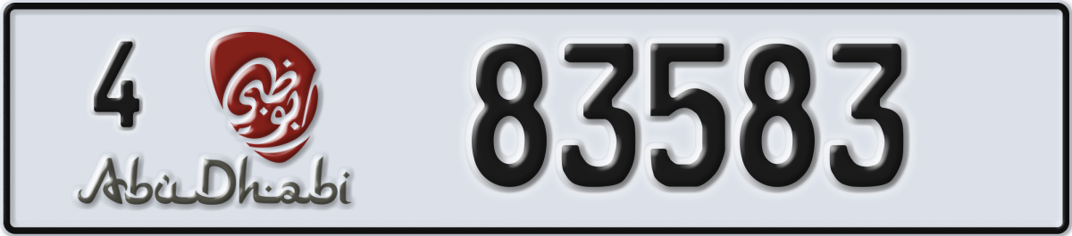 abu dhabi License Plate Number 83583 Code 4