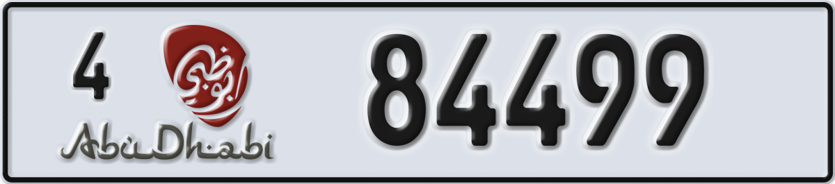 abu dhabi License Plate Number 84499 Code 4