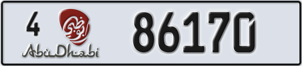 abu dhabi License Plate Number 86170 Code 4