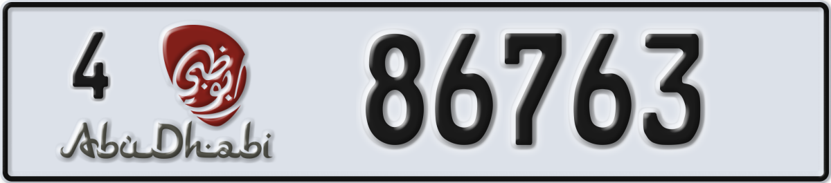 abu dhabi License Plate Number 86763 Code 4
