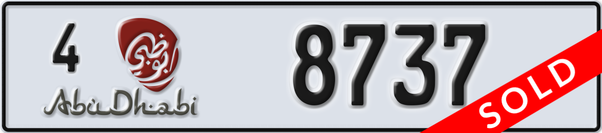 abu dhabi License Plate Number 8737 Code 4