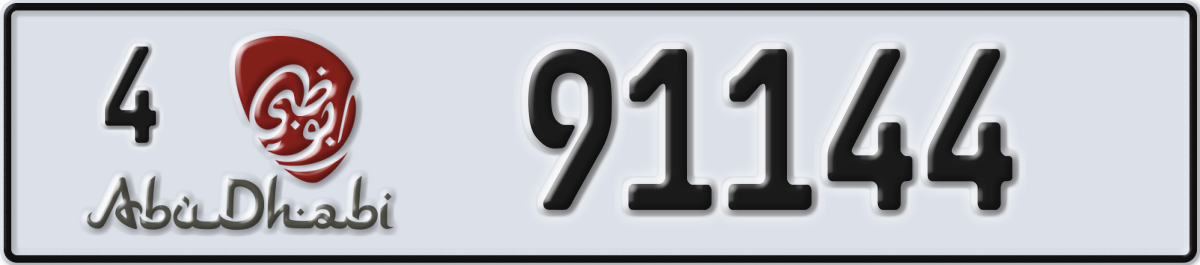 abu dhabi License Plate Number 91144 Code 4