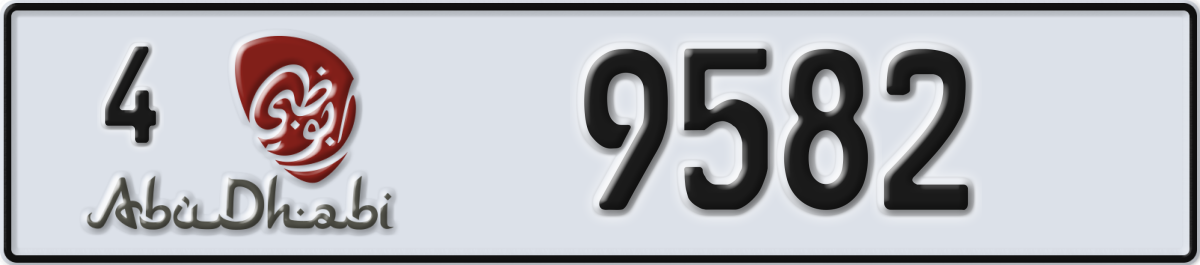 abu dhabi License Plate Number 9582 Code 4