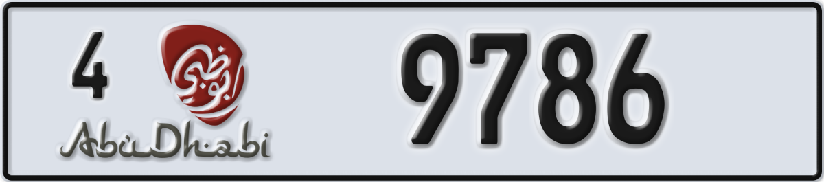 abu dhabi License Plate Number 9786 Code 4