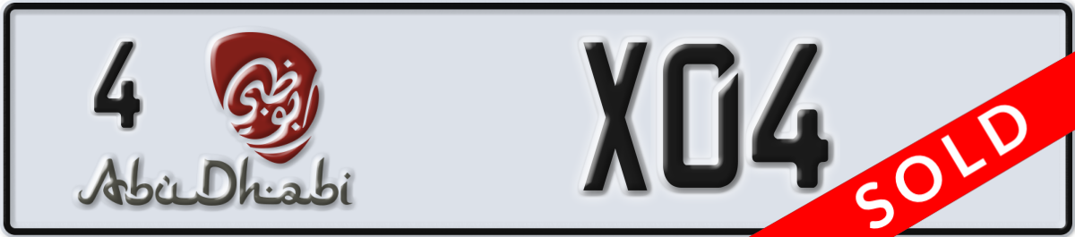 abu dhabi License Plate Number X04 Code 4
