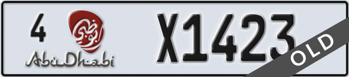 abu dhabi License Plate Number X1423 Code 4