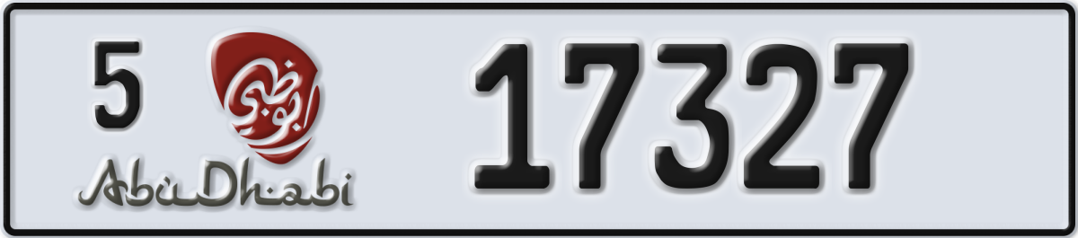 abu dhabi License Plate Number 17327 Code 5