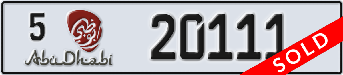 abu dhabi License Plate Number 20111 Code 5