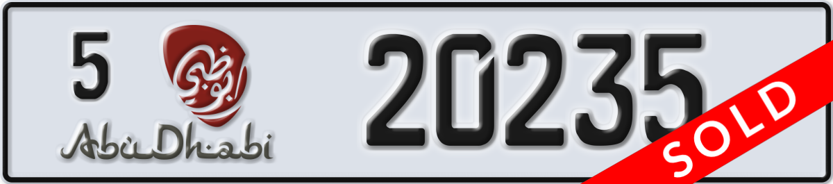 abu dhabi License Plate Number 20235 Code 5