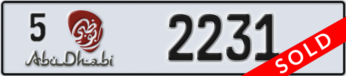 abu dhabi License Plate Number 2231 Code 5