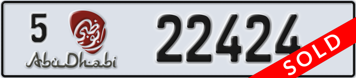 abu dhabi License Plate Number 22424 Code 5