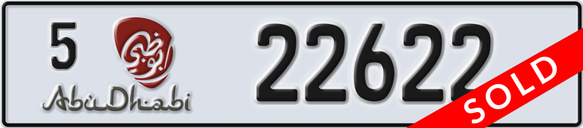 abu dhabi License Plate Number 22622 Code 5
