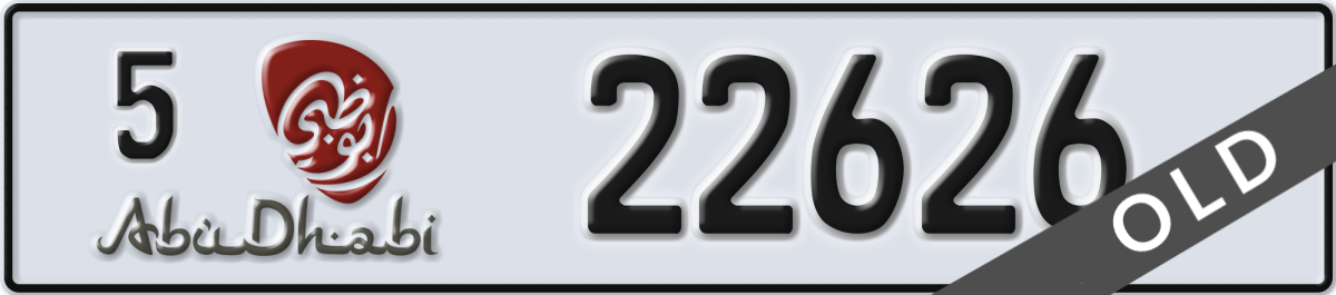 abu dhabi License Plate Number 22626 Code 5