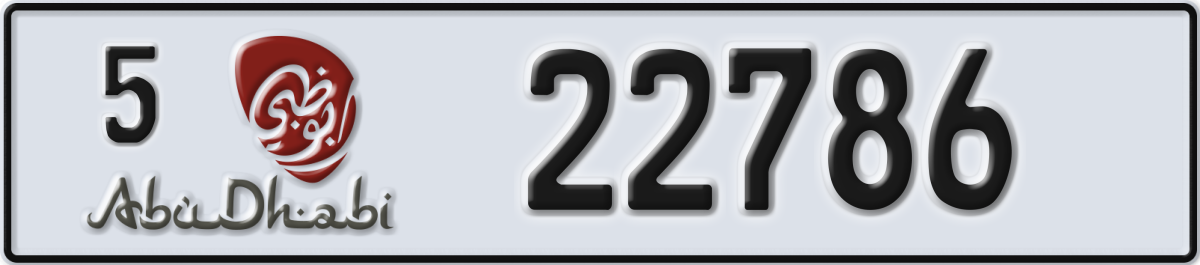 abu dhabi License Plate Number 22786 Code 5